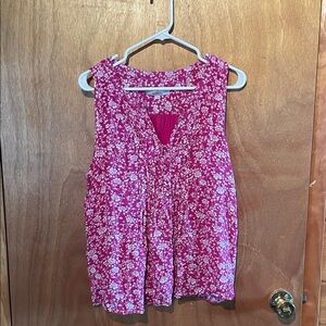 LOFT Pink Floral Sleeveless Blouse